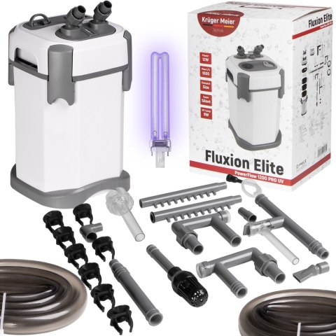 Kruger Meier Fluxion Elite 1200 UVC PRO - filtr zewnętrzny z lampą UV do akwarium 100 - 250 litrów Kruger Meier Kruger Meier Fluxion Elite 1200 UVC PRO - filtr zewnętrzny z lampą UV do akwarium 100 - 250 litrów Kruger Meier