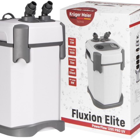 Kruger Meier Fluxion Elite 1200 UVC PRO - filtr zewnętrzny z lampą UV do akwarium 100 - 250 litrów Kruger Meier Kruger Meier Fluxion Elite 1200 UVC PRO - filtr zewnętrzny z lampą UV do akwarium 100 - 250 litrów Kruger Meier