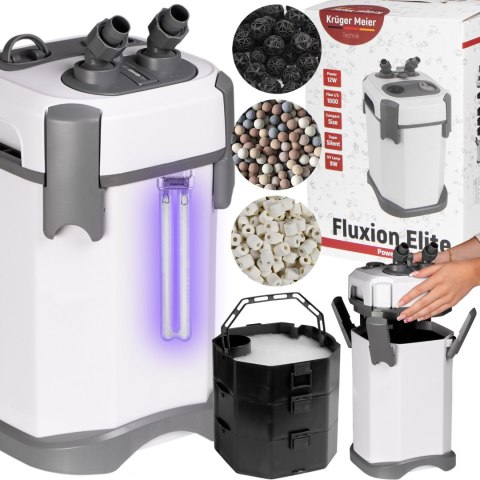 Kruger Meier Fluxion Elite 1200 UVC PRO - filtr zewnętrzny z lampą UV do akwarium 100 - 250 litrów Kruger Meier Kruger Meier Fluxion Elite 1200 UVC PRO - filtr zewnętrzny z lampą UV do akwarium 100 - 250 litrów Kruger Meier