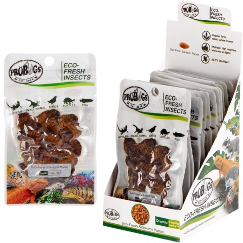ProBugs Eco-Fresh Silkworm 15 x 15g - świeże larwy jedwabnika 15 saszetek ProBugs