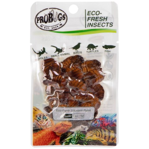 ProBugs Eco-Fresh Silkworm 15 x 15g - świeże larwy jedwabnika 15 saszetek ProBugs ProBugs Eco-Fresh Silkworm 15 x 15g - świeże larwy jedwabnika 15 saszetek ProBugs