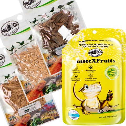 Probugs Crested Gecko Set Plus - kompletna dieta dla gekonów orzęsionych robaki i żel z witaminami ProBugs