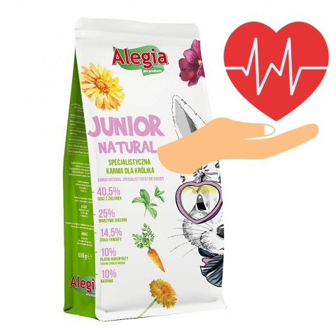 Alegia - Junior Natural - pokarm ziołowy dla młodych królików 650g Alegia Alegia - Junior Natural - pokarm ziołowy dla młodych królików 650g Alegia