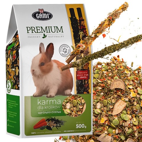 Gami Premium - karma warzywno-ziołowa dla królika + 2 kolby GAMI