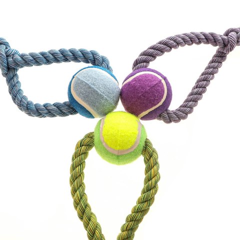 HappyPet Knots Tennis Ball - piłka tenisowa z plecionym sznurem Happypet HappyPet Knots Tennis Ball - piłka tenisowa z plecionym sznurem Happypet