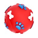Pet Nova zabawka gumowa - piłka ze wzorem łapek i kości czerwona 6cm Aqua Nova