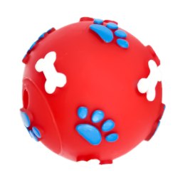 Pet Nova zabawka gumowa - piłka ze wzorem łapek i kości czerwona 6cm Aqua Nova