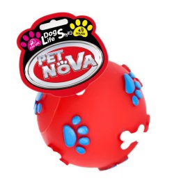 Pet Nova zabawka gumowa - piłka ze wzorem łapek i kości czerwona 6cm Aqua Nova