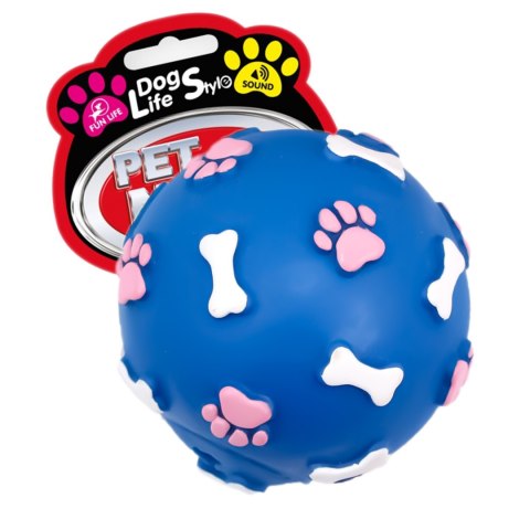 Pet Nova zabawka gumowa - piłka ze wzorem łapek i kości niebieska 9cm Aqua Nova Pet Nova zabawka gumowa - piłka ze wzorem łapek i kości niebieska 9cm Aqua Nova