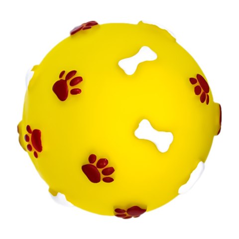 Pet Nova zabawka gumowa - piłka ze wzorem łapek i kości żółta 7,5cm Aqua Nova