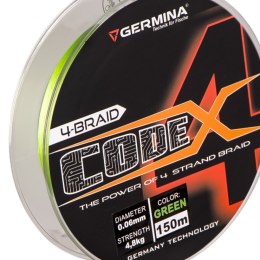 Germina 4-BRAID CODE 0,12mm GREEN - plecionka wędkarska 150m Genlog