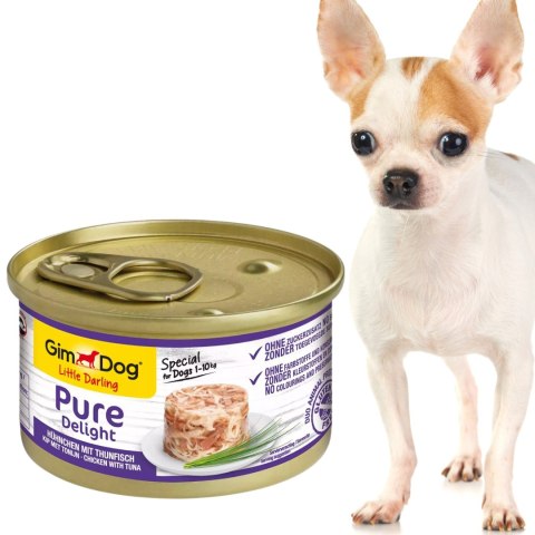 Gimdog Pure Delight 85g - karma dla małych psów kurczak i tuńczyk w galarecie Gimdog / Gimcat Gimdog Pure Delight 85g - karma dla małych psów kurczak i tuńczyk w galarecie Gimdog / Gimcat