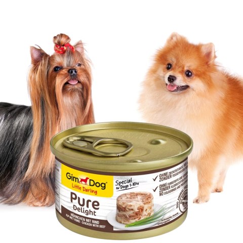 Gimdog Pure Delight 85g - karma dla małych psów kurczak i wołowina w galarecie Gimdog / Gimcat Gimdog Pure Delight 85g - karma dla małych psów kurczak i wołowina w galarecie Gimdog / Gimcat
