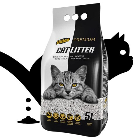 Hilton Cat Litter Carbon - żwirek bentonitowy z węglem dla kota 5l HILTON Hilton Cat Litter Carbon - żwirek bentonitowy z węglem dla kota 5l HILTON