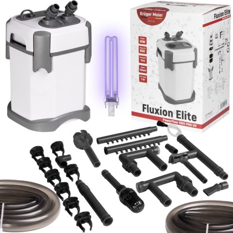 Kruger Meier Fluxion Elite 1000 UVC PRO - filtr zewnętrzny z lampą UV do akwarium 80 - 180 litrów Kruger Meier Kruger Meier Fluxion Elite 1000 UVC PRO - filtr zewnętrzny z lampą UV do akwarium 80 - 180 litrów Kruger Meier
