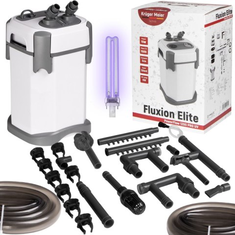 Kruger Meier Fluxion Elite 1800 UVC PRO - filtr zewnętrzny z lampą UV do akwarium 120 - 350 litrów Kruger Meier Kruger Meier Fluxion Elite 1800 UVC PRO - filtr zewnętrzny z lampą UV do akwarium 120 - 350 litrów Kruger Meier