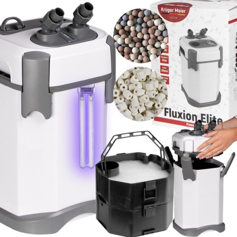 Kruger Meier Fluxion Elite 1800 UVC PRO - filtr zewnętrzny z lampą UV do akwarium 120 - 350 litrów Kruger Meier Kruger Meier Fluxion Elite 1800 UVC PRO - filtr zewnętrzny z lampą UV do akwarium 120 - 350 litrów Kruger Meier